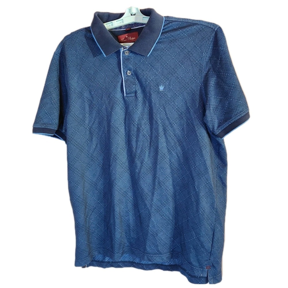 Louis Philippe Nanotech‎ Stretch Polo Shirt Mens Size Large Blue Coolest Comfort